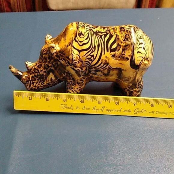 Vintage LaVie Jungle Safari Hand painted Hidden Safari Animals Rhino - Picture 7 of 8